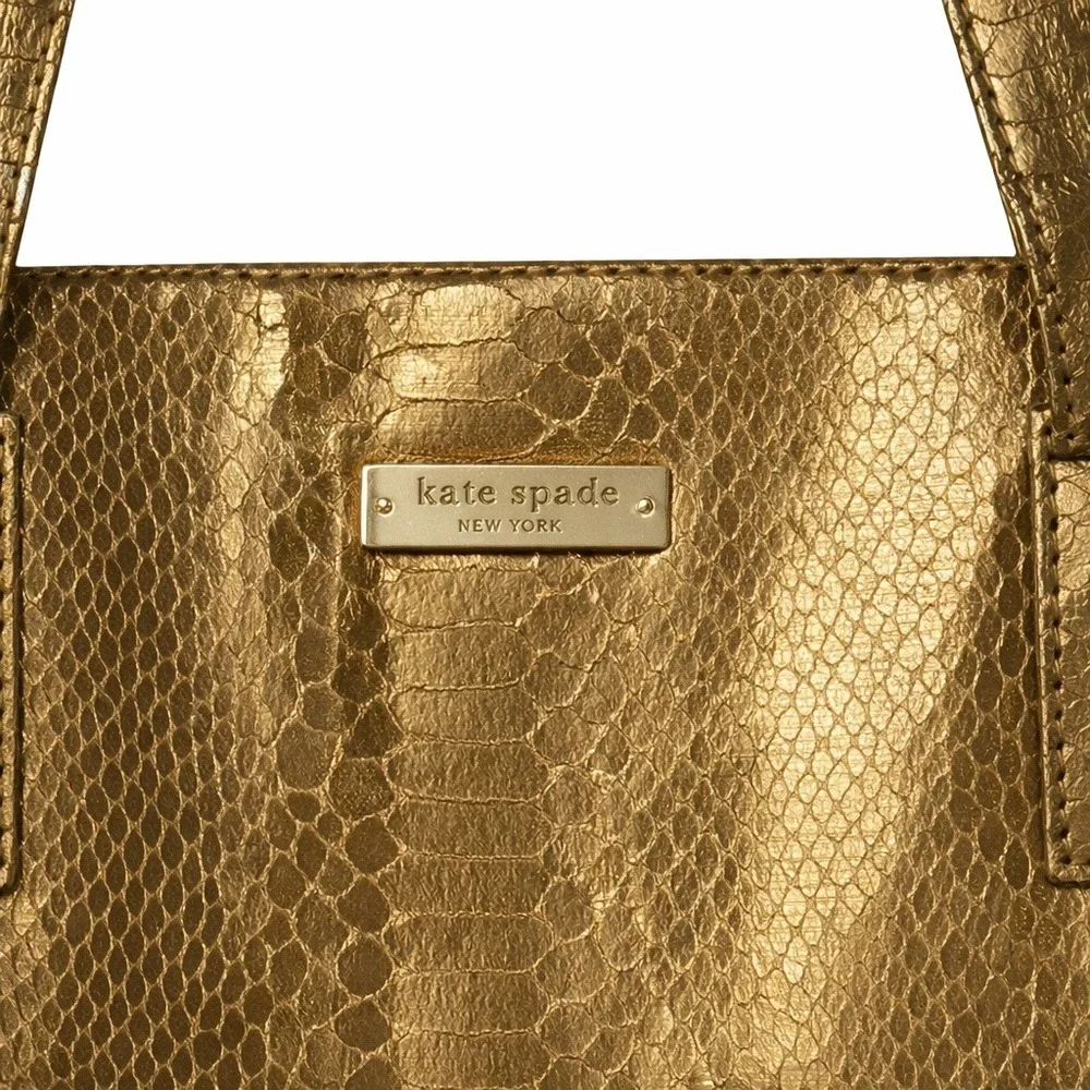 Kate Spade Foiled Again Bon‎ Shopper Gold Snakeskin Embossed Tote Y2K Luxury